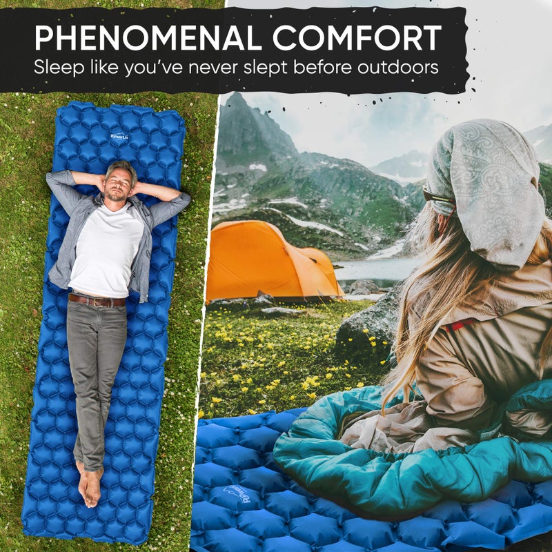 POWERLIX Camping Sleeping Pad - Ultralight Inflatable Camping Mattress Sleeping Mat for Backpacking, Hiking, Compact Lightweight Sleeping Pad for Camping, Inflation Bag/Repair Kit Included - Image 2